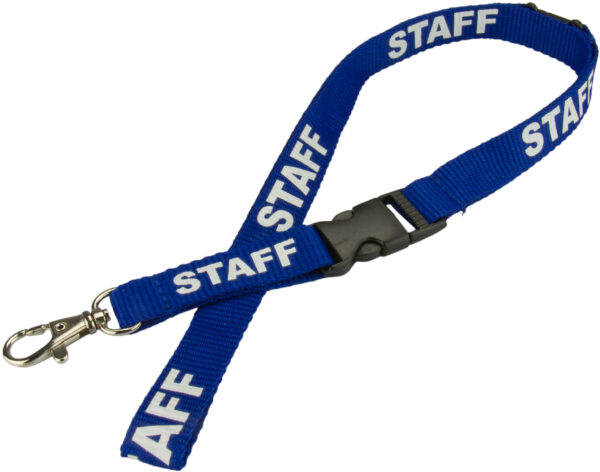 Twill Blue Staff Lanyards with Swivel Clip & Breakaway